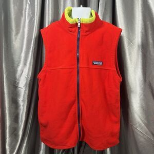 Vintage Patagonia Synchilla‎ Fleece Vest Kids Sz 10 Red Ski Winter Rare Logo 90s